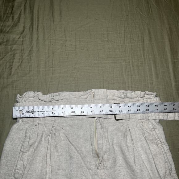 Banana Republic Paperbag Pants Womens 6P Wide Leg Linen Blend Trousers Tie Belt - Picture 5 of 6